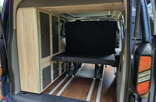 Shelves in the back and front of the car